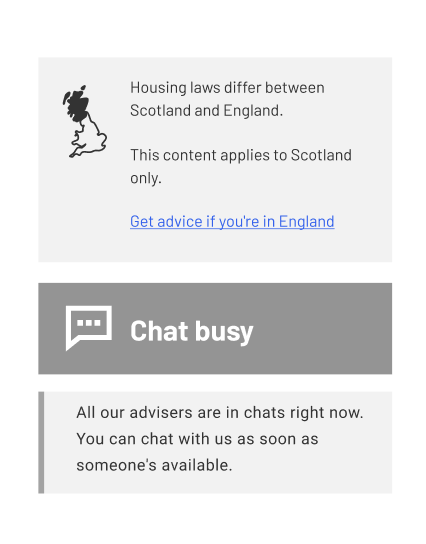 Chat busy button with the message: All our advisers are in chats right now. You can chat with us as soon as someone’s available.